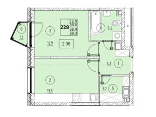 1-комн. квартира, 38.4 м², 11/28 этаж