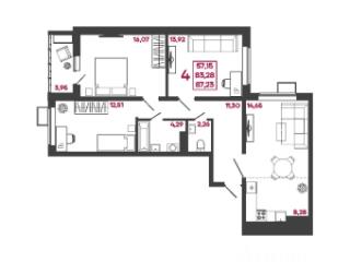 4-комн. квартира, 87.23 м², 8/17 этаж