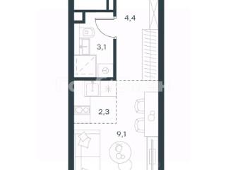 Студия, 19.2 м², 6/23 этаж