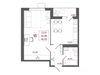1-комн. квартира, 45.33 м², 17/17 этаж