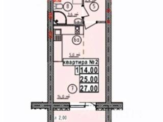 Студия, 27 м², 3/5 этаж