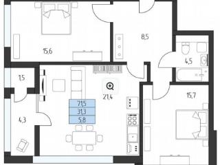 1-комн. квартира, 35.6 м², 3/8 этаж