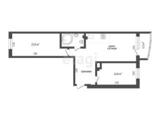 2-комн. квартира, 78.2 м², 8/22 этаж