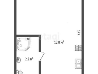 Студия, 14.2 м², 2/2 этаж