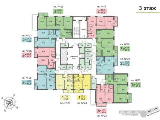 3-комн. квартира, 63.5 м², 3/21 этаж