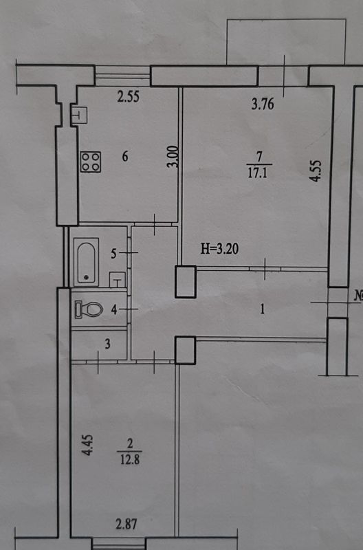 2-комн., 55.2 м², 4/4 этаж
