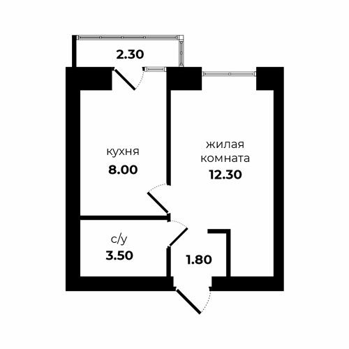 1-комн., 25.6 м², 4/6 этаж
