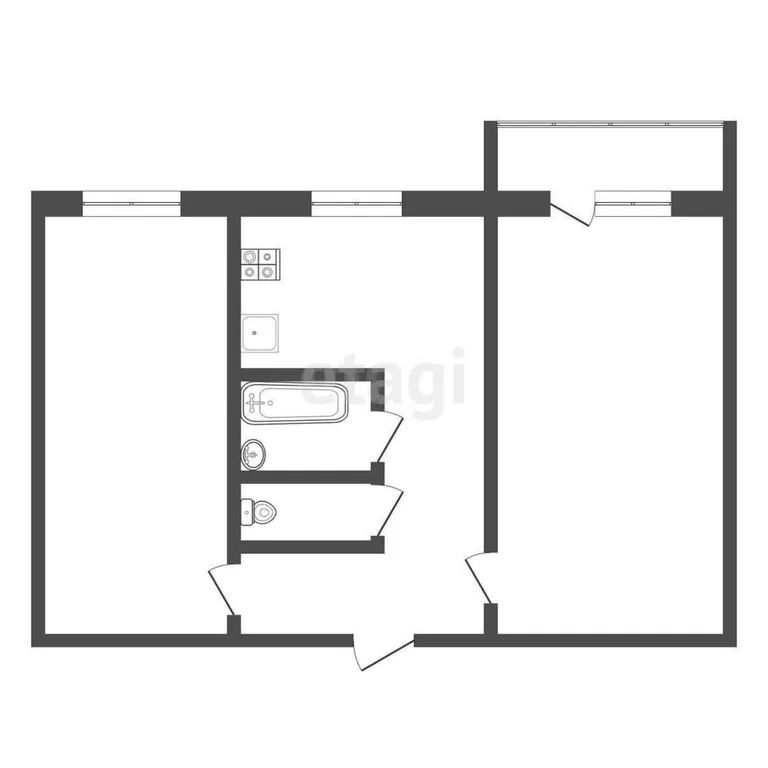 2-комн., 43.1 м², 3/5 этаж