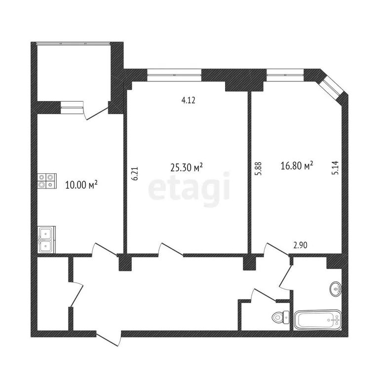 2-комн., 76.6 м², 5/9 этаж