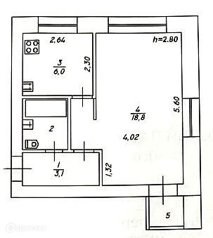 1-комн. квартира, 33.5 м2, 3/4 этаж