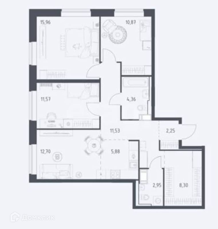 4-комн., 86.37 м², 5/12 этаж
