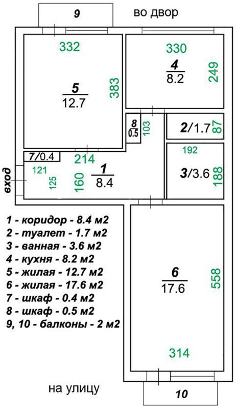 2-комн., 53.1 м², 5/5 этаж
