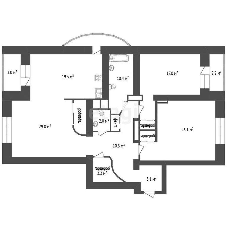 2-комн., 129 м², 12/12 этаж