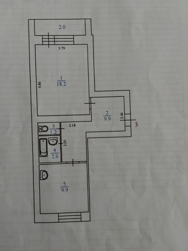 1-комн. квартира, 41.8 м2, 1/5 этаж