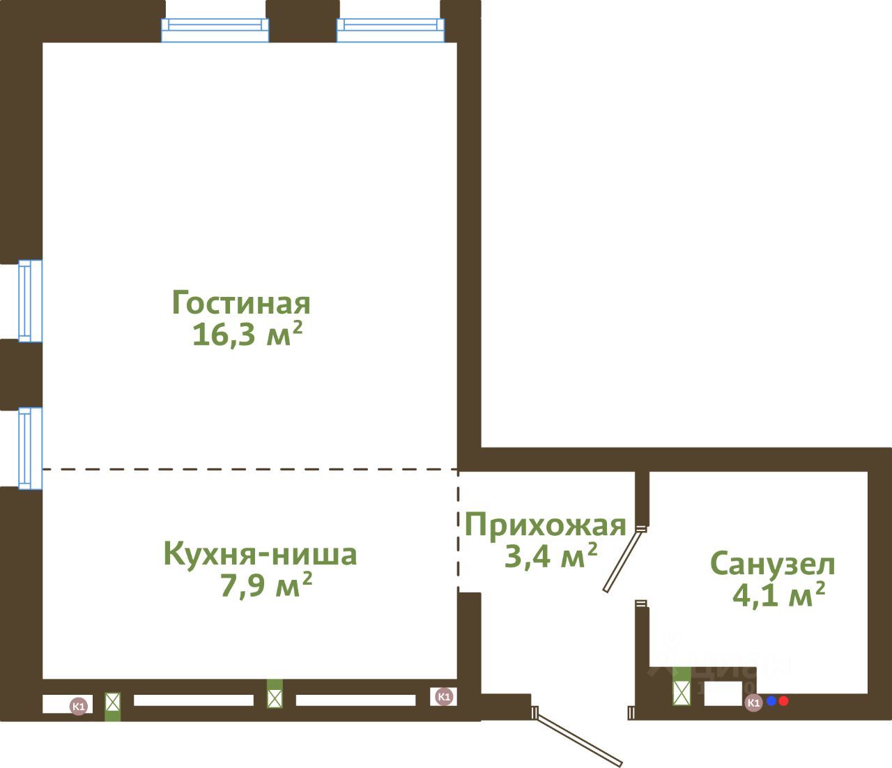 1-комн. квартира, 31.7 м2, 10/14 этаж