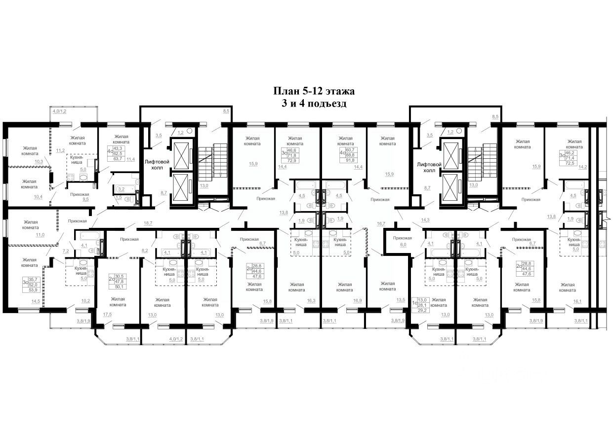 1-комн. квартира, 56.5 м², 5/25 этаж