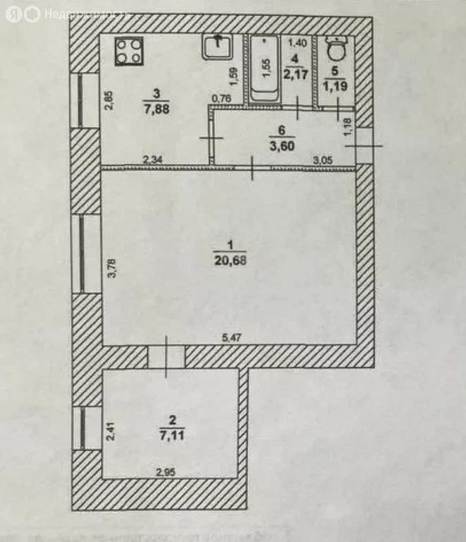 2-комн., 42.6 м², 1/11 этаж
