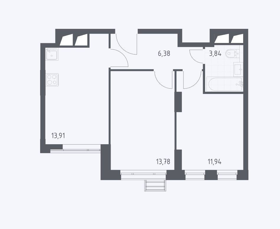 2-комн., 49.1 м², 26/33 этаж