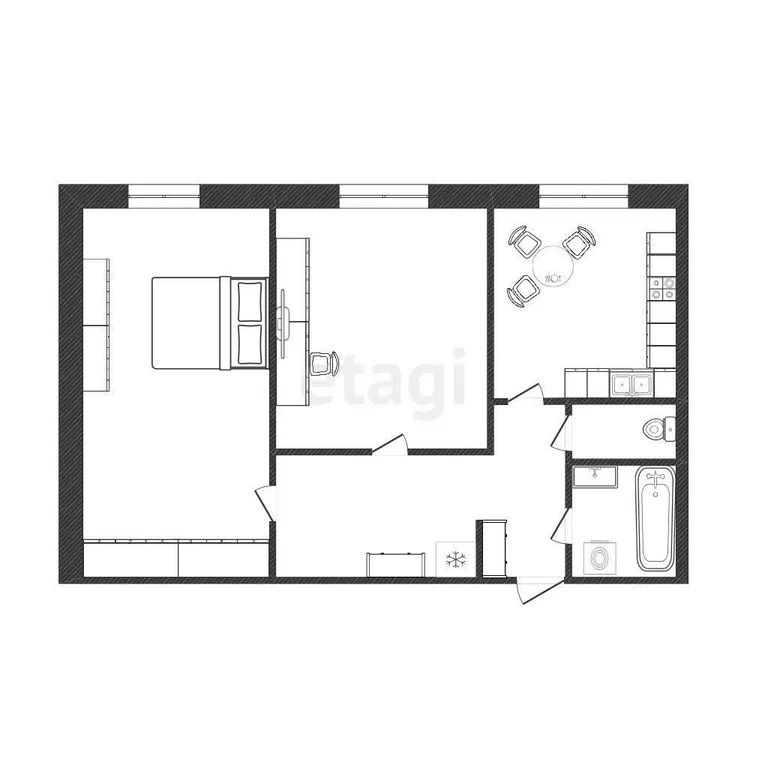 2-комн. квартира, 45.7 м2, 1/9 этаж