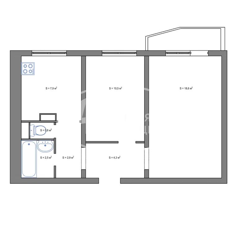2-комн., 52 м², 9/9 этаж