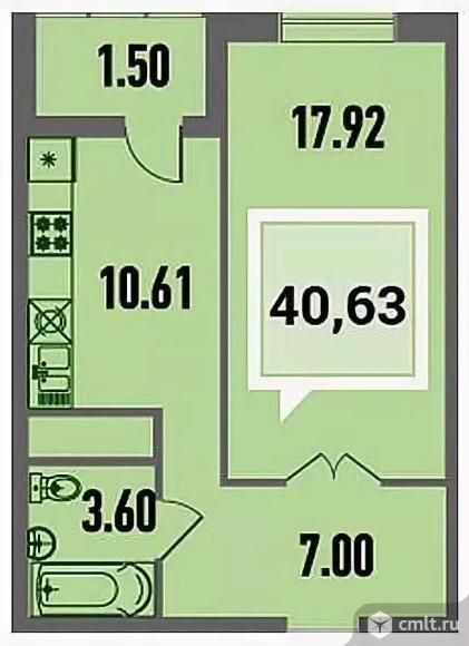 1-комн., 40.75 м², 19/24 этаж