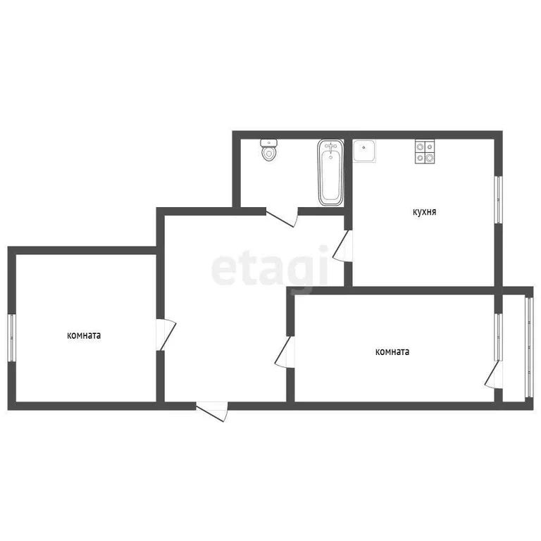 2-комн. квартира, 46.3 м2, 4/5 этаж