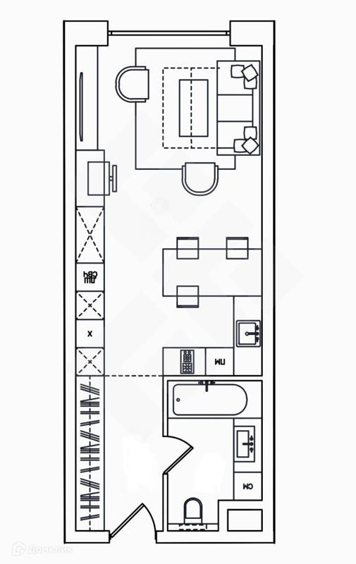 Студия, 44.7 м², 10/19 этаж