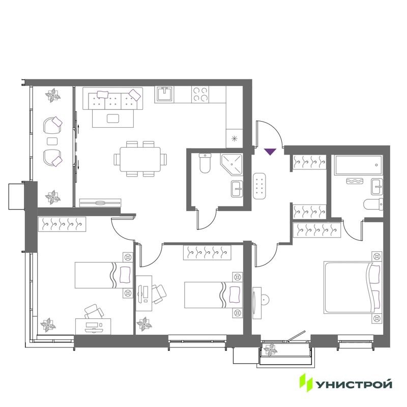 3-комн., 88.24 м², 11/15 этаж