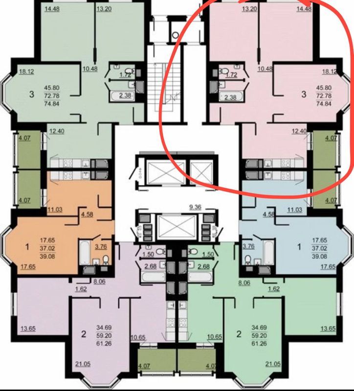 3-комн., 72 м², 8/25 этаж