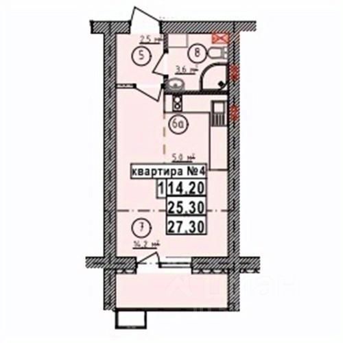 Студия, 27.3 м², 1/5 этаж