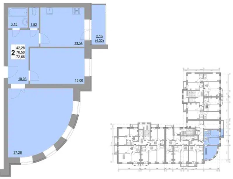 2-комн., 73.3 м², 7/14 этаж
