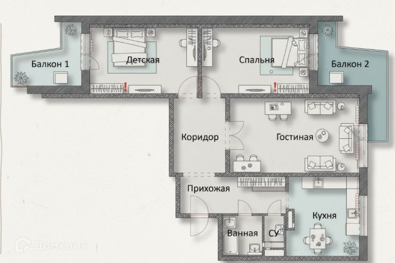 3-комн., 75 м², 6/16 этаж
