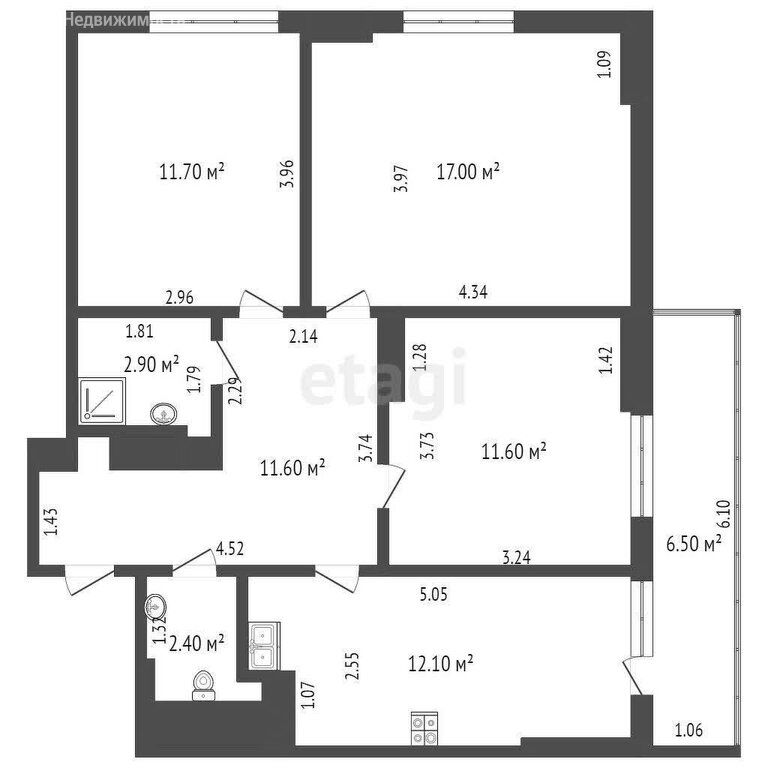3-комн., 80.7 м², 9/16 этаж