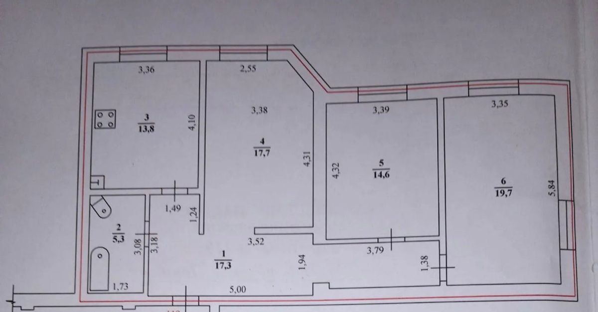 3-комн., 88.4 м², 4/5 этаж