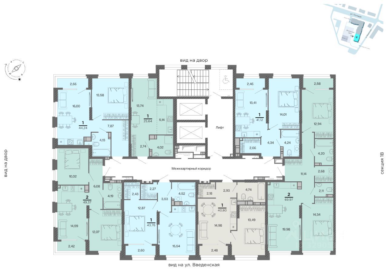 Студия, 25.64 м², 6/23 этаж