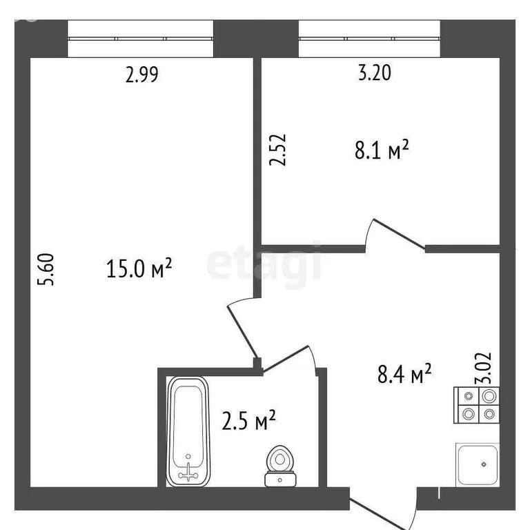 1-комн., 34 м², 1/5 этаж