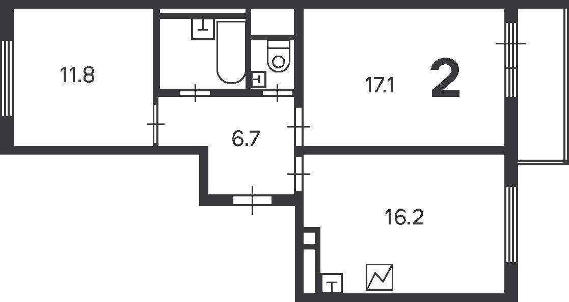 2-комн., 56.9 м², 8/14 этаж