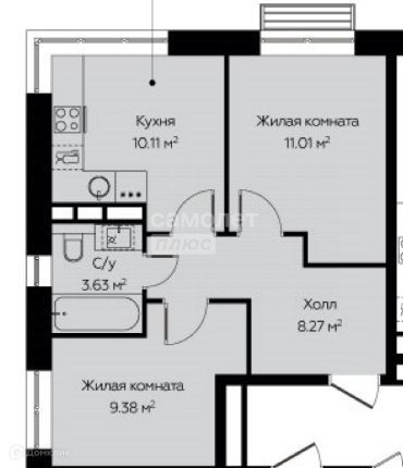 2-комн., 42.4 м², 6/14 этаж