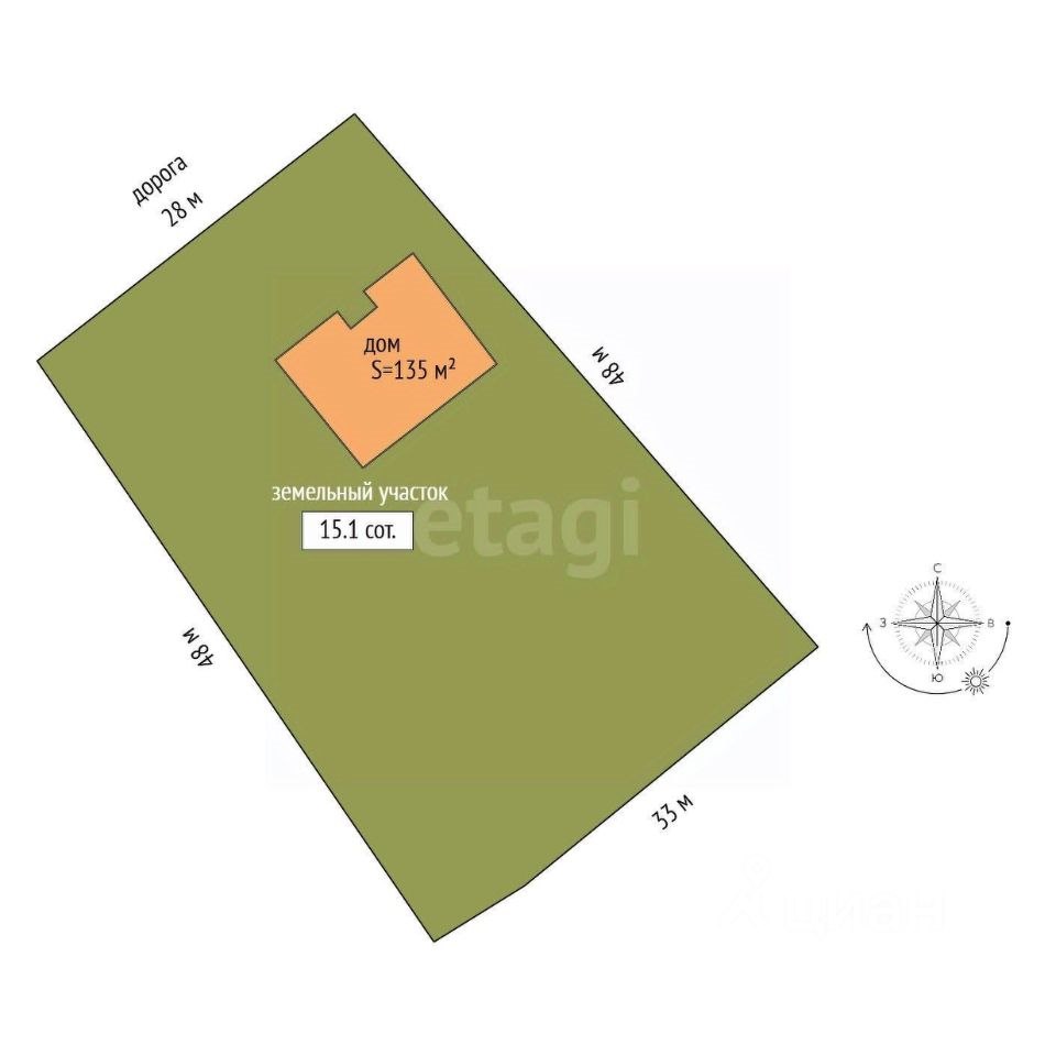 1-этажный дом, 135 м², 15 соток