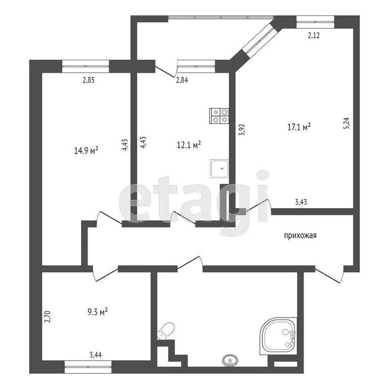 3-комн., 74.8 м², 8/10 этаж