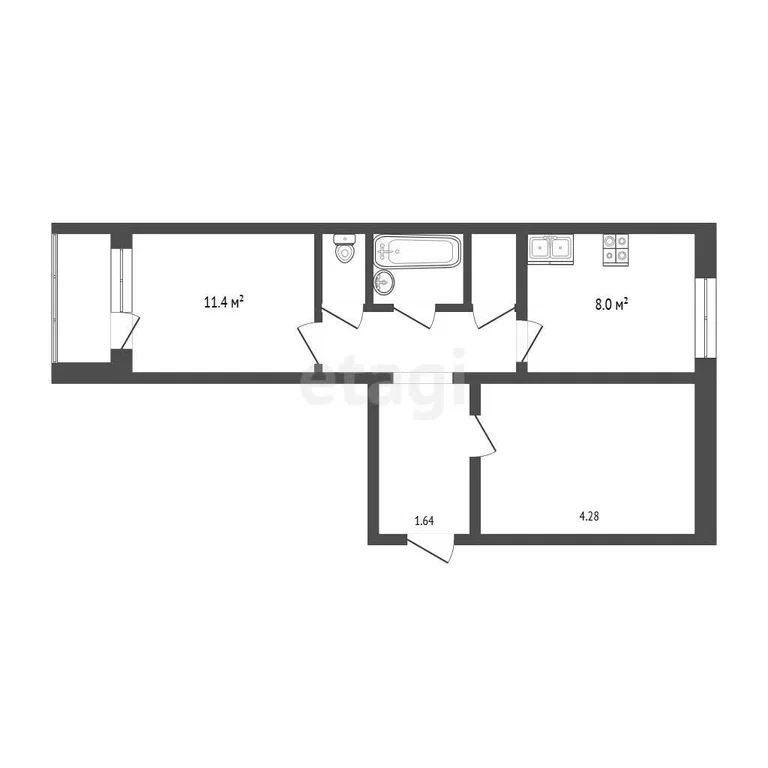 2-комн., 49.6 м², 1/5 этаж
