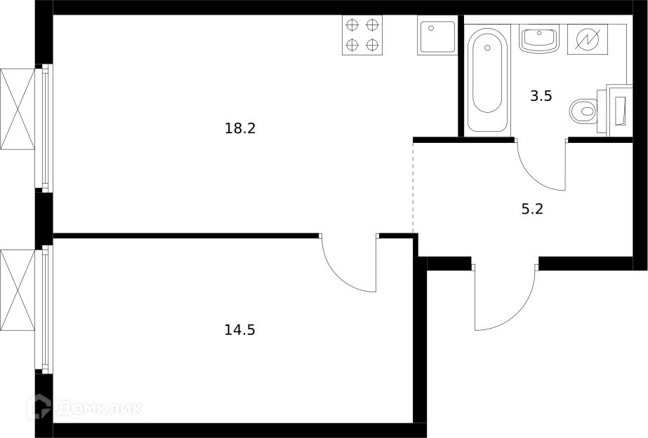 1-комн., 41.4 м², 21/33 этаж