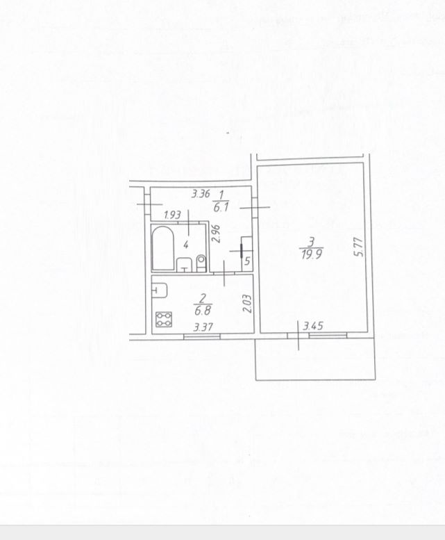 1-комн., 36.3 м², 1/2 этаж