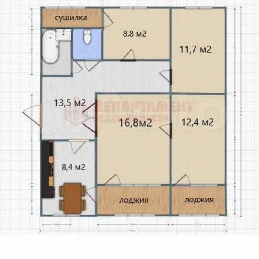 4-комн., 81 м², 9/9 этаж