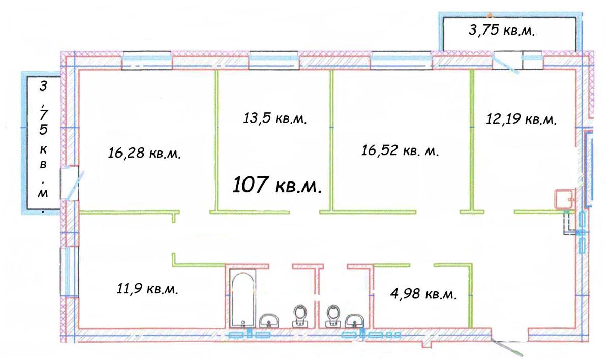 4-комн., 107.33 м², 6/10 этаж