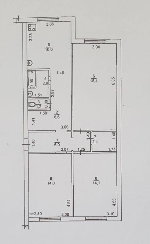 3-комн., 77.6 м², 1/5 этаж