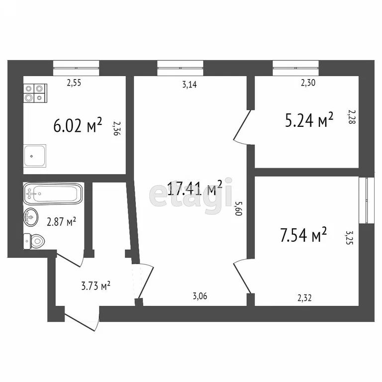 3-комн., 58.4 м², 3/5 этаж