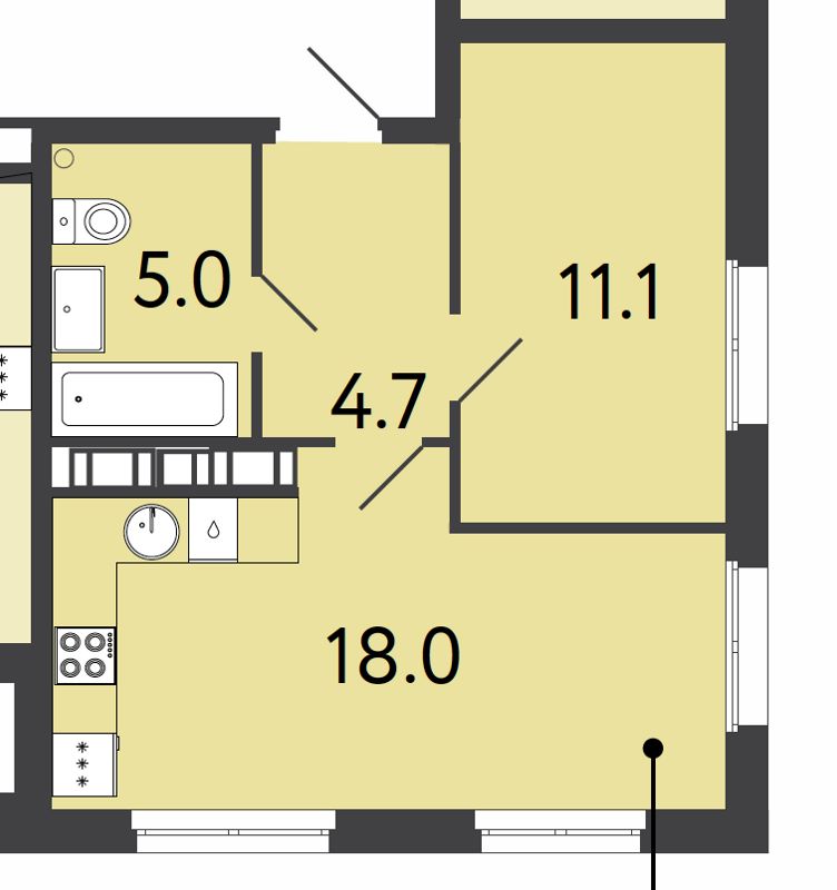 1-комн., 38.8 м², 5/14 этаж