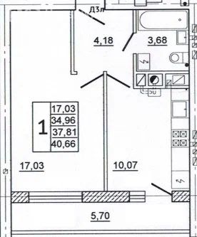 1-комн., 40.7 м², 5/10 этаж