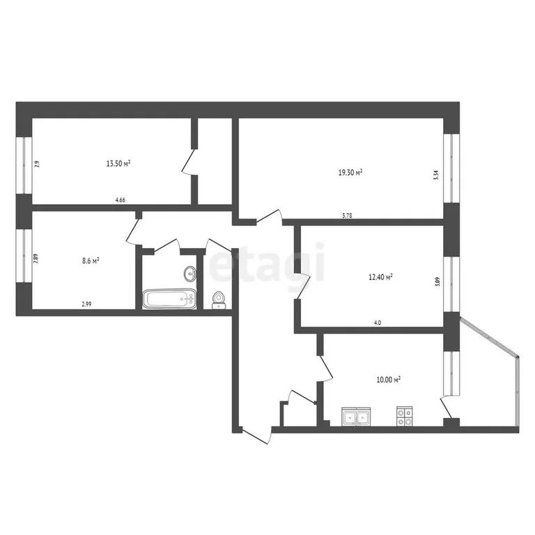 4-комн., 84.7 м², 5/5 этаж